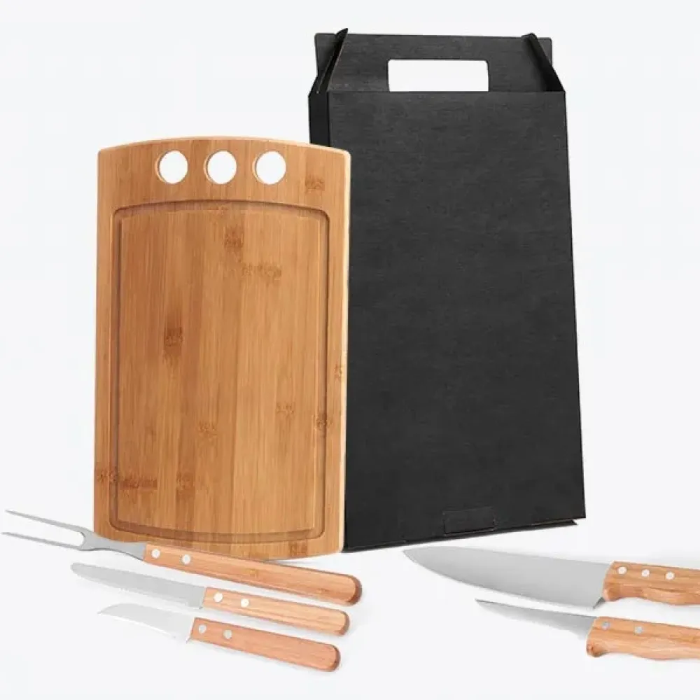 KIT PARA CHURRASCO / COZINHA EM BAMBU / INOX CALIFORNIA