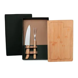 Miniatura de imagem do produto KIT PARA CHURRASCO EM BAMBU COM TÁBUA, FACA E GARFO