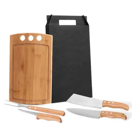 Imagem do produto KIT PARA CHURRASCO OU COZINHA EM BAMBU / INOX – 5 PÇS