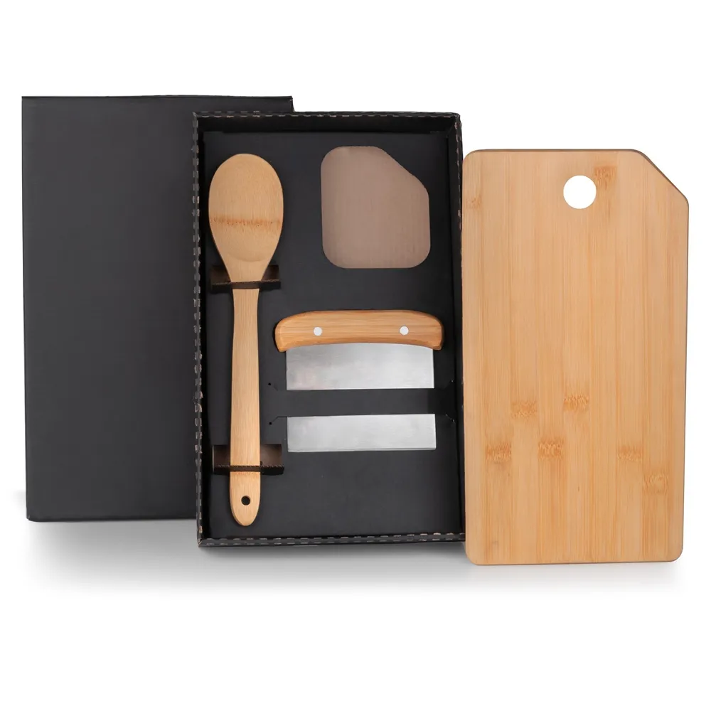 KIT PARA COZINHA EM BAMBU / INOX COM ESPÁTULA MULTIUSO - 3 PÇS-003MRPKT-90180