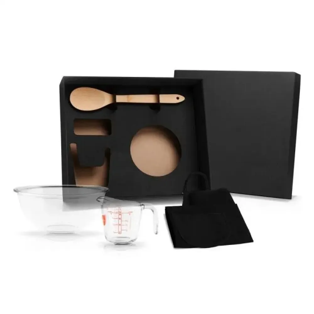 KIT PARA COZINHA EM VIDRO / BAMBU - 4 PÇS