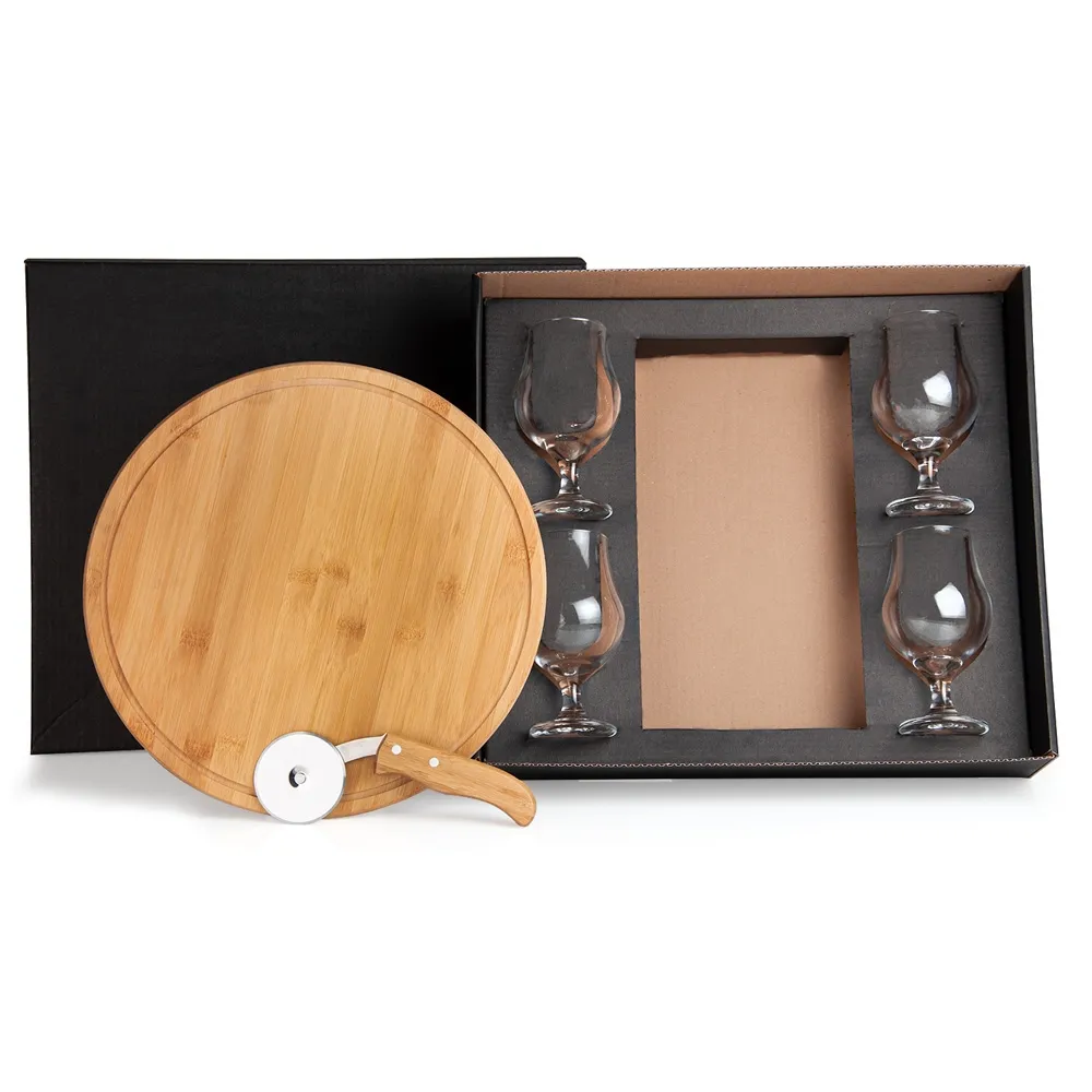 KIT PIZZA E CERVEJA S/ ESPATULA - 6 PÇS MADEIRA-KT-9024E-MAD