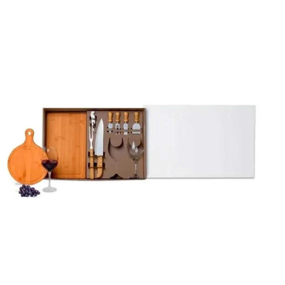 KIT QUEIJO, CHURRASCO E VINHO- 11 PÇS-KT-9027Q-BCO