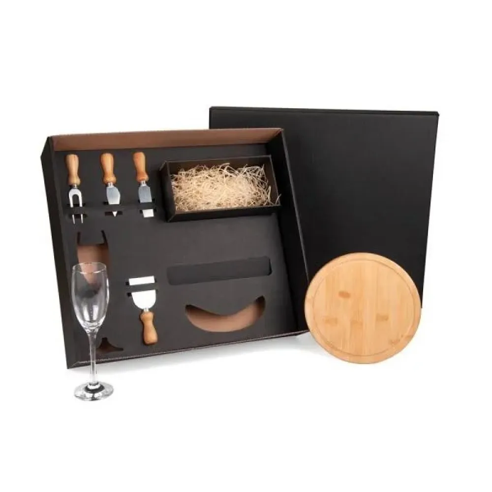 KIT QUEIJO E CHAMPAGNE - 6 PÇS - NÃO ACOMPANHA GARRAFA-KT-90025