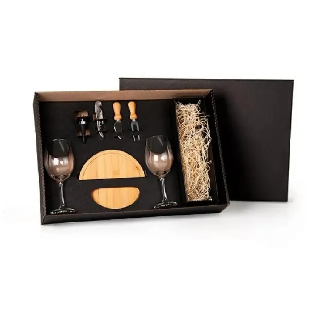 KIT QUEIJO E VINHO COM ESPAÇO PARA GARRAFA - 7 PÇS - NÃO ACOMPANHA GARRAFA-KT-90208