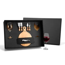 Miniatura de imagem do produto KIT QUEIJO E VINHO COM TÁBUA REDONDA – 8 PÇS