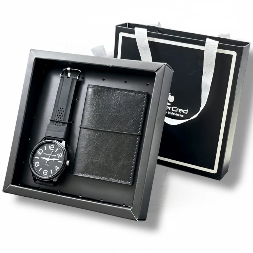 *KIT Relógio e Carteira Personalizados com Logo-Kit Genebra