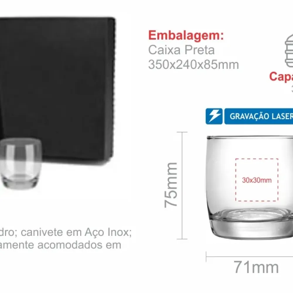 KIT WHISKY COM CANIVETE - 5 PÇS