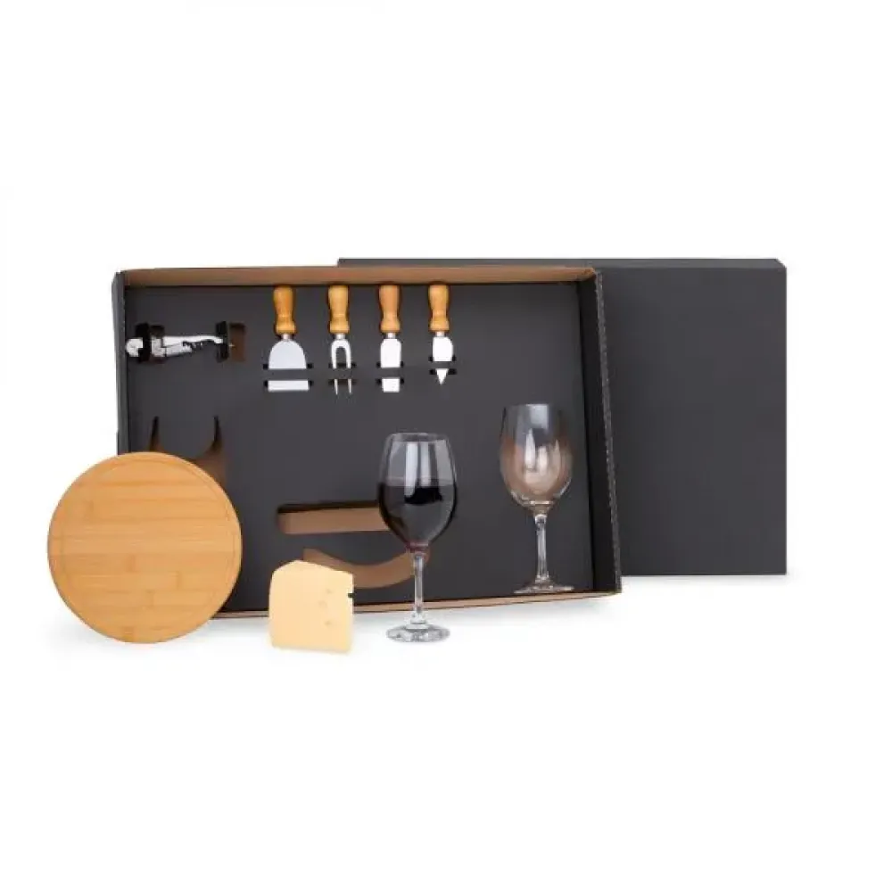 KIT QUEIJO E VINHO COM ABRIDOR SACA ROLHAS- 8 PÇS.-KT-90003