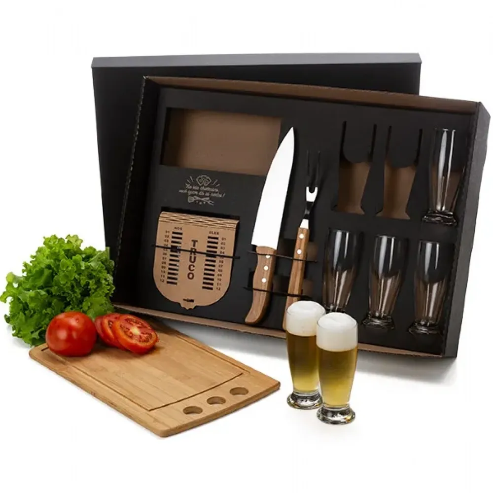 KIT CHURRASCO, CERVEJA E TRUCO - 10 PÇS - C/ JOGO DE BARALHO-KT-90054