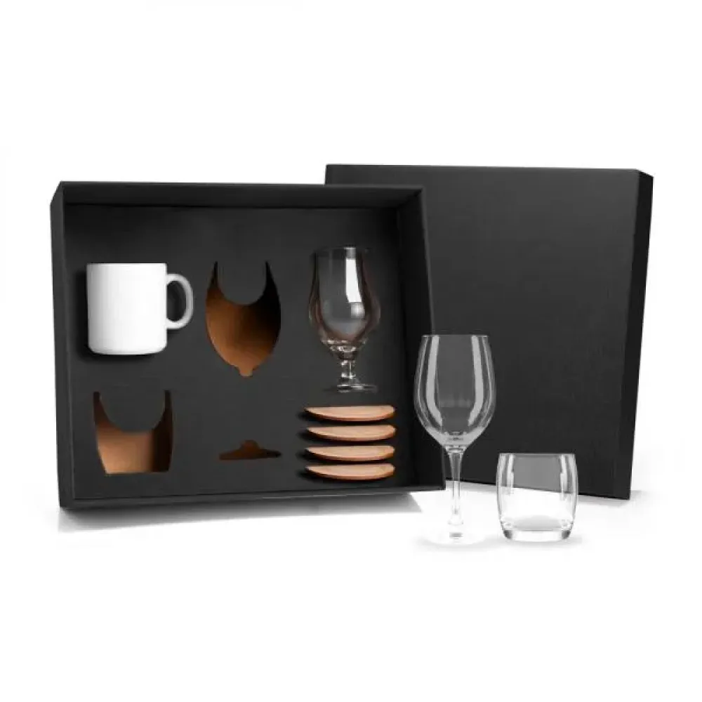 JOGO DE COPOS, CANECA E PORTA COPO - 8 PÇS-KT-90059