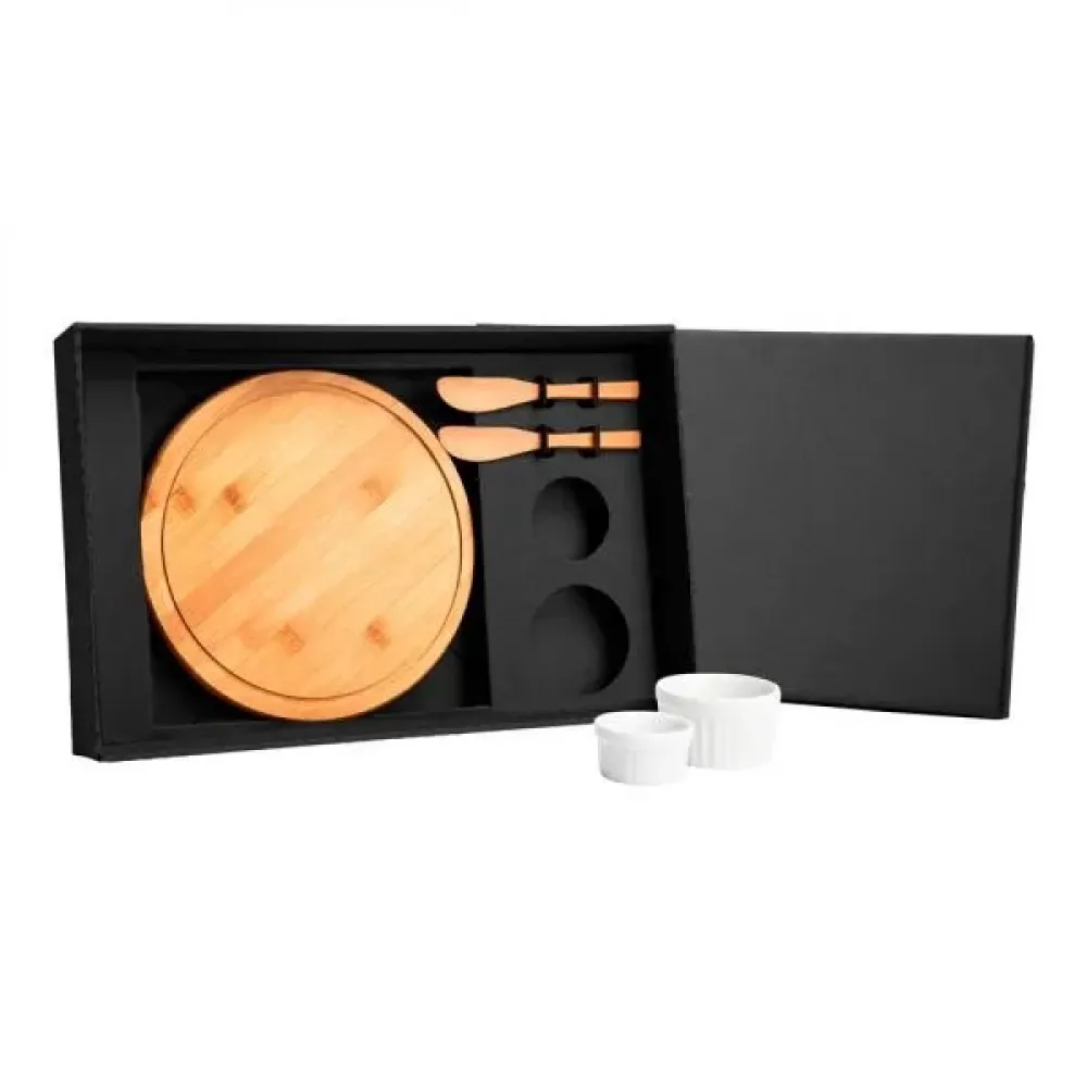 KIT PARA PETISCO COM TÁBUA REDONDA - 5 PÇS-KT-90087