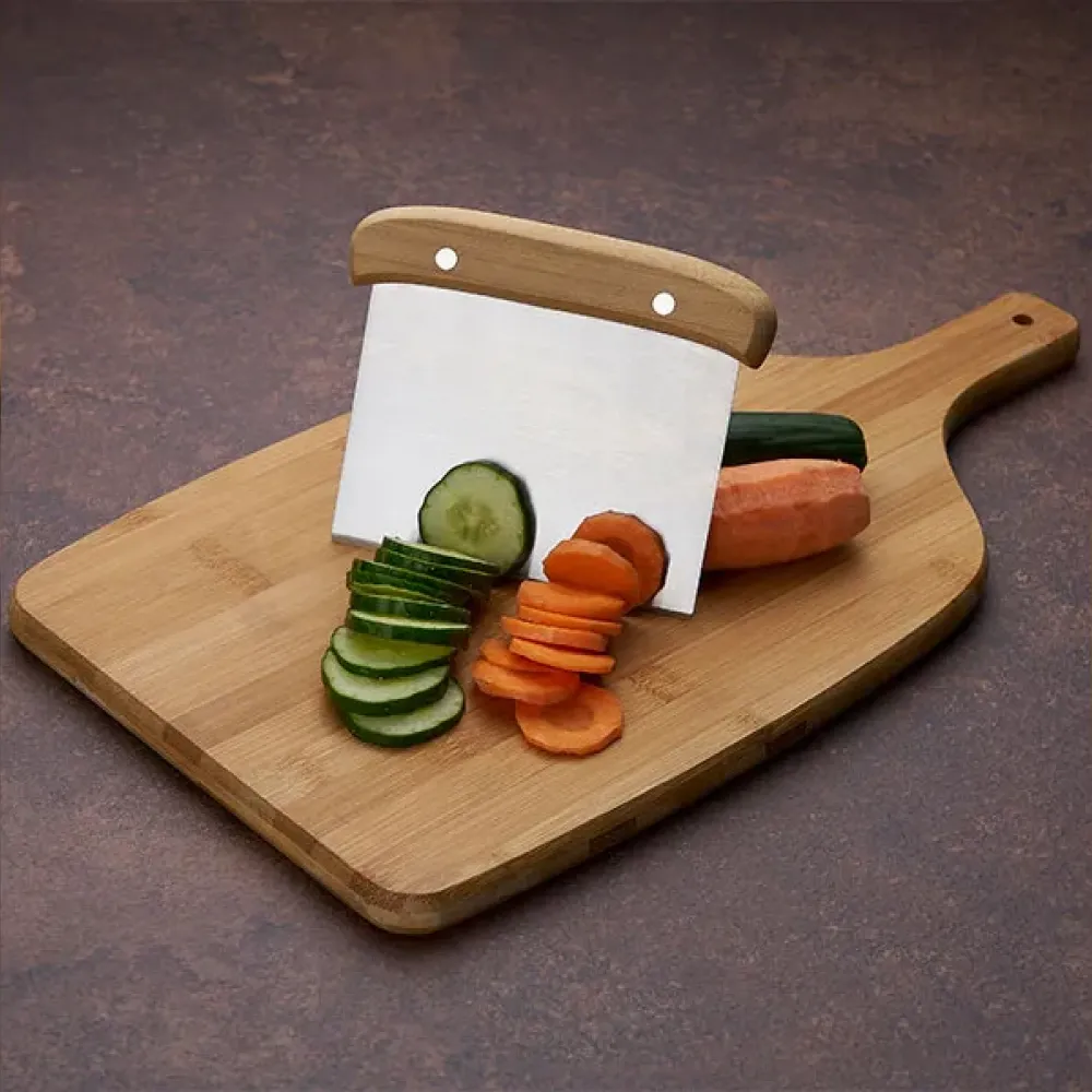KIT PARA COZINHA EM BAMBU / INOX COM ESPÁTULA MULTIUSO - 4 PÇS