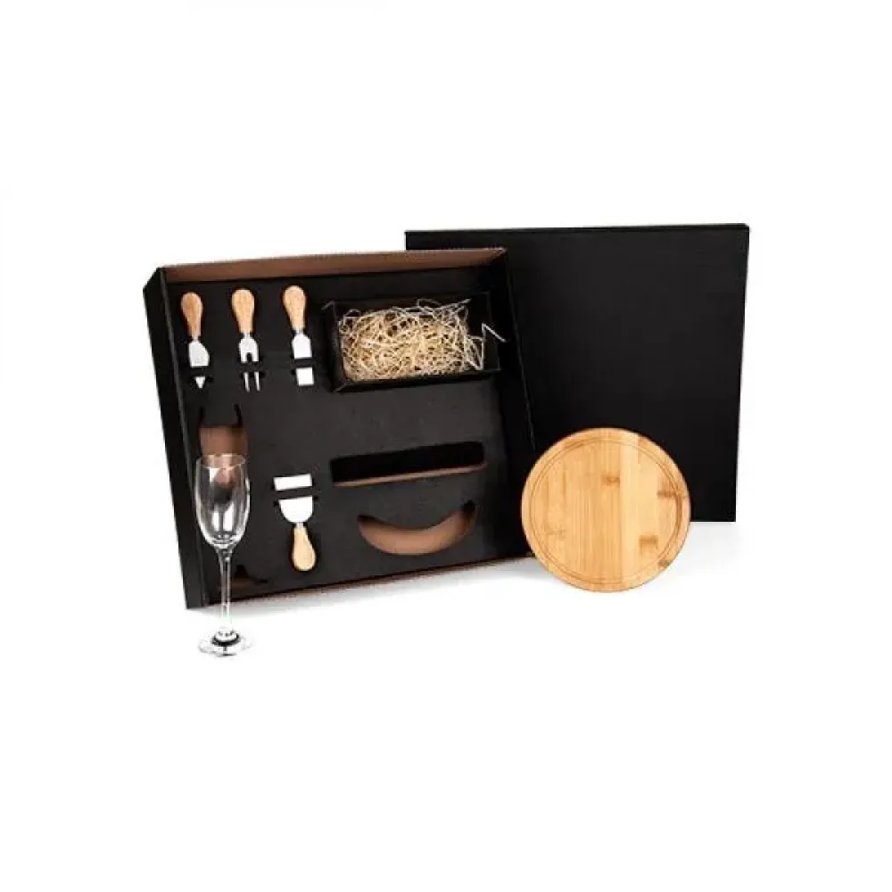 KIT QUEIJO E CHAMPAGNE - 6 PÇS - NÃO ACOMPANHA GARRAFA