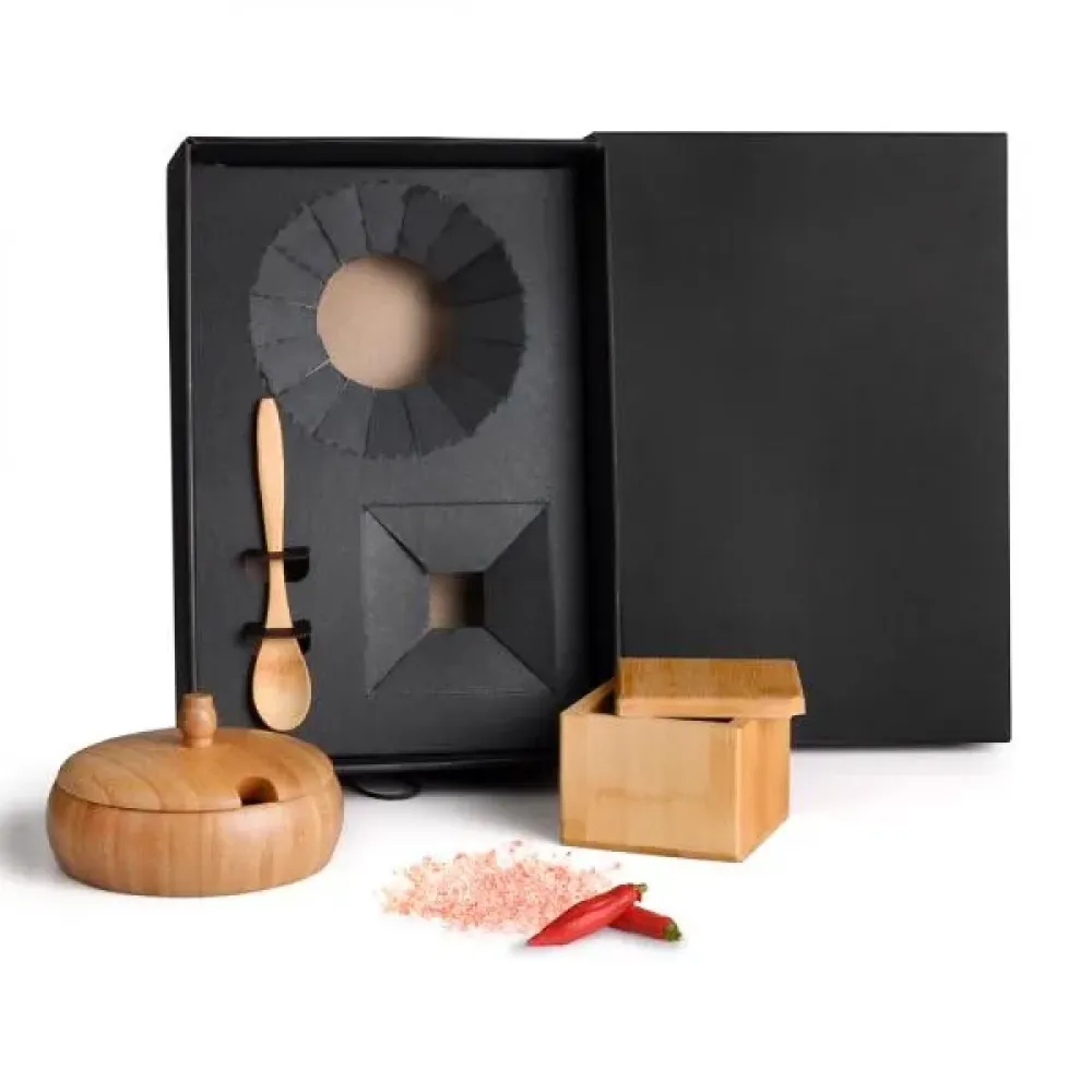 KIT FARINHEIRA E SALEIRO EM BAMBU - 3 PÇS-KT-90282