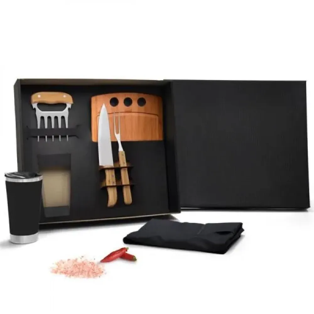 KIT PARA CHURRASCO COM COPO TÉRMICO - 6 PÇS-KT-90303