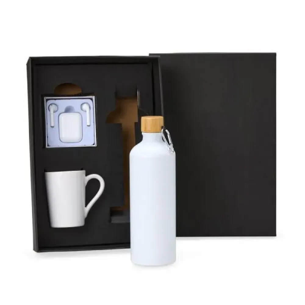 KIT GARRAFA, CANECA E FONE BLUETOOTH - 3 PÇS