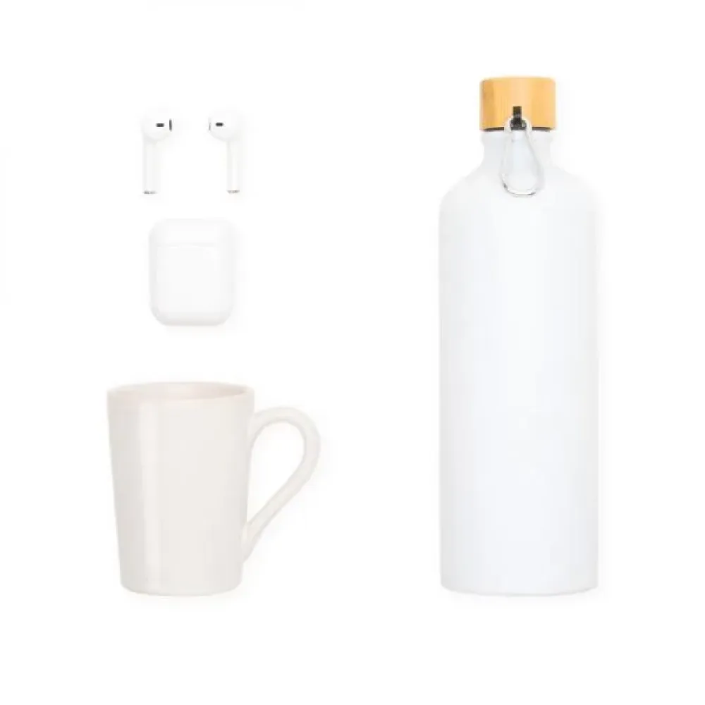 KIT GARRAFA, CANECA E FONE BLUETOOTH - 3 PÇS