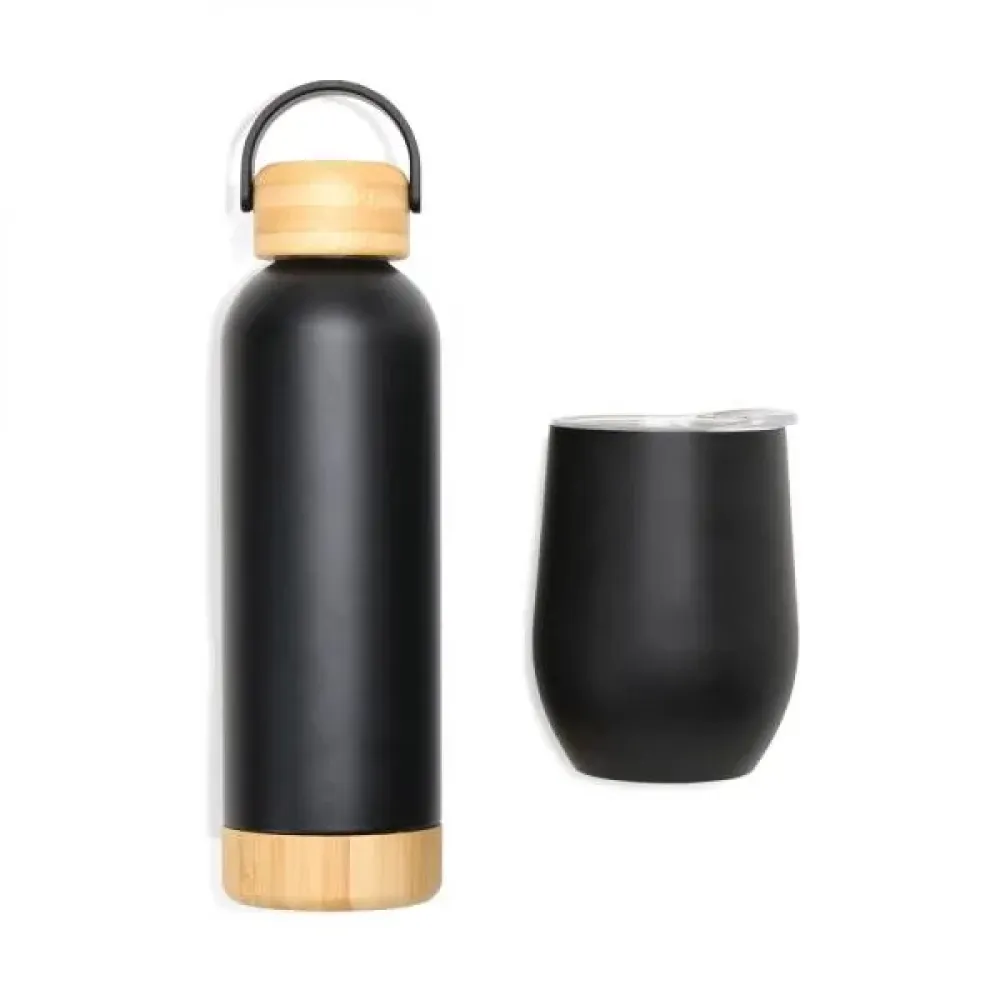 KIT GARRAFA E COPO TÉRMICO - 2 PÇS