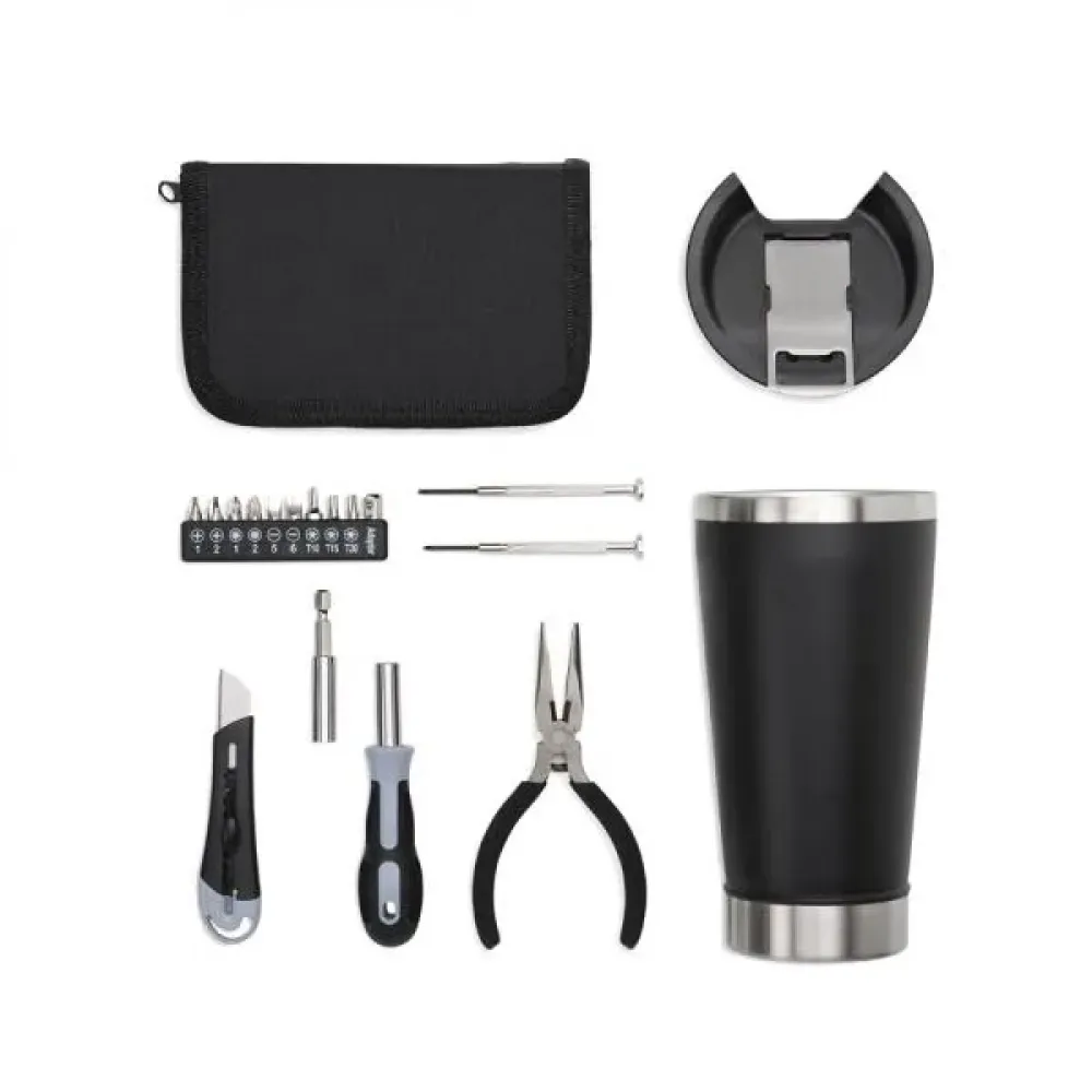 KIT COPO TÉRMICO E CONJUNTO DE FERRAMENTAS - 17 PÇS