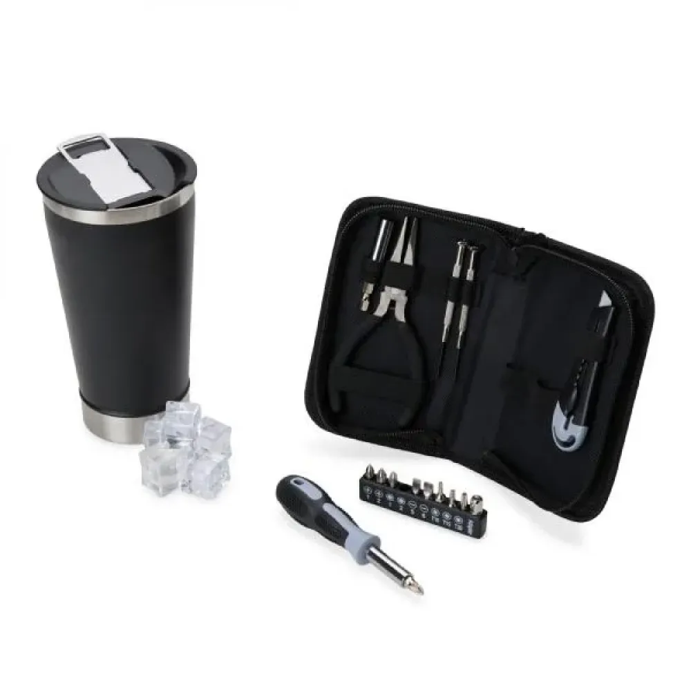 KIT COPO TÉRMICO E CONJUNTO DE FERRAMENTAS - 17 PÇS