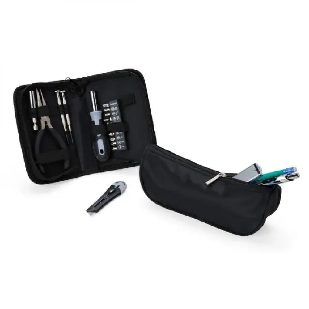 KIT NECESSAIRE E CONJUNTO DE FERRAMENTAS - 17 PÇS