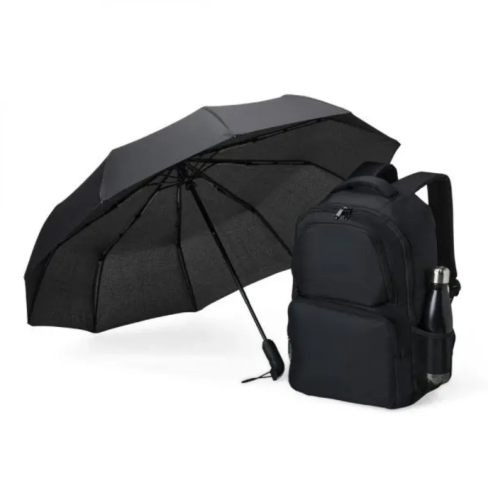 KIT MOCHILA, GUARDA-CHUVA E GARRAFA - 3 PÇS