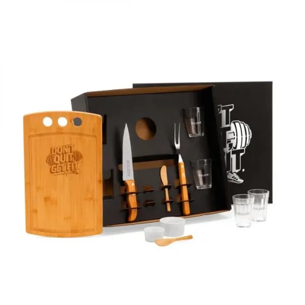 KIT PARA CHURRASCO COM COPOS AMERICANOS - 11 PÇS