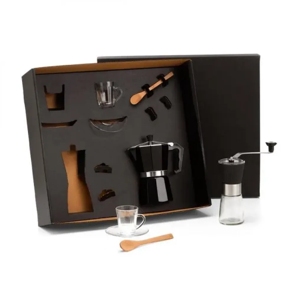 KIT PARA CAFÉ COM CAFETEIRA ITALIANA E MOEDOR - 5 PÇS