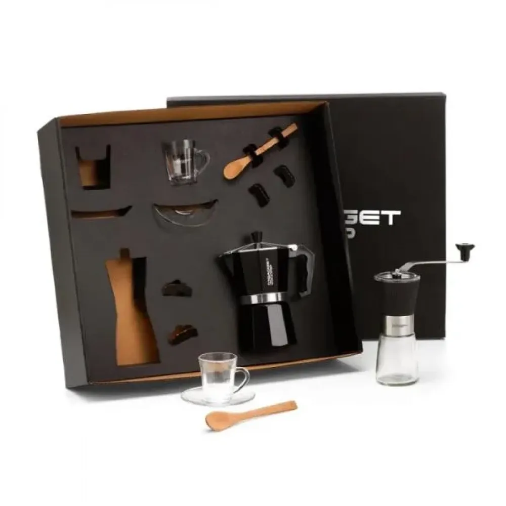 KIT PARA CAFÉ COM CAFETEIRA ITALIANA E MOEDOR - 6 PÇS
