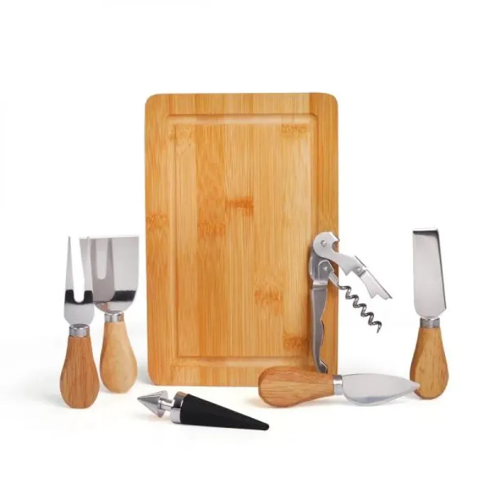 KIT QUEIJO E VINHO - 7 PÇS - NÃO ACOMPANHA GARRAFA