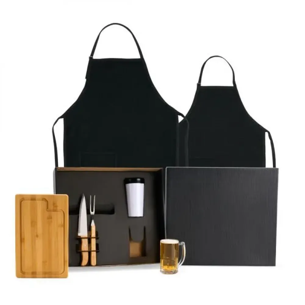 KIT CHURRASCO / CERVEJA EM BAMBU / MADEIRA / INOX - 7 PÇS-KT-90466