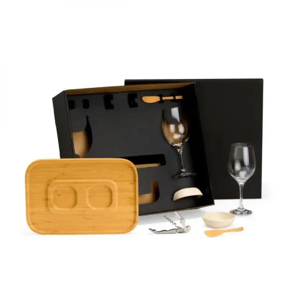 KIT PETISCO E VINHO - 8 PÇS-KT-90471