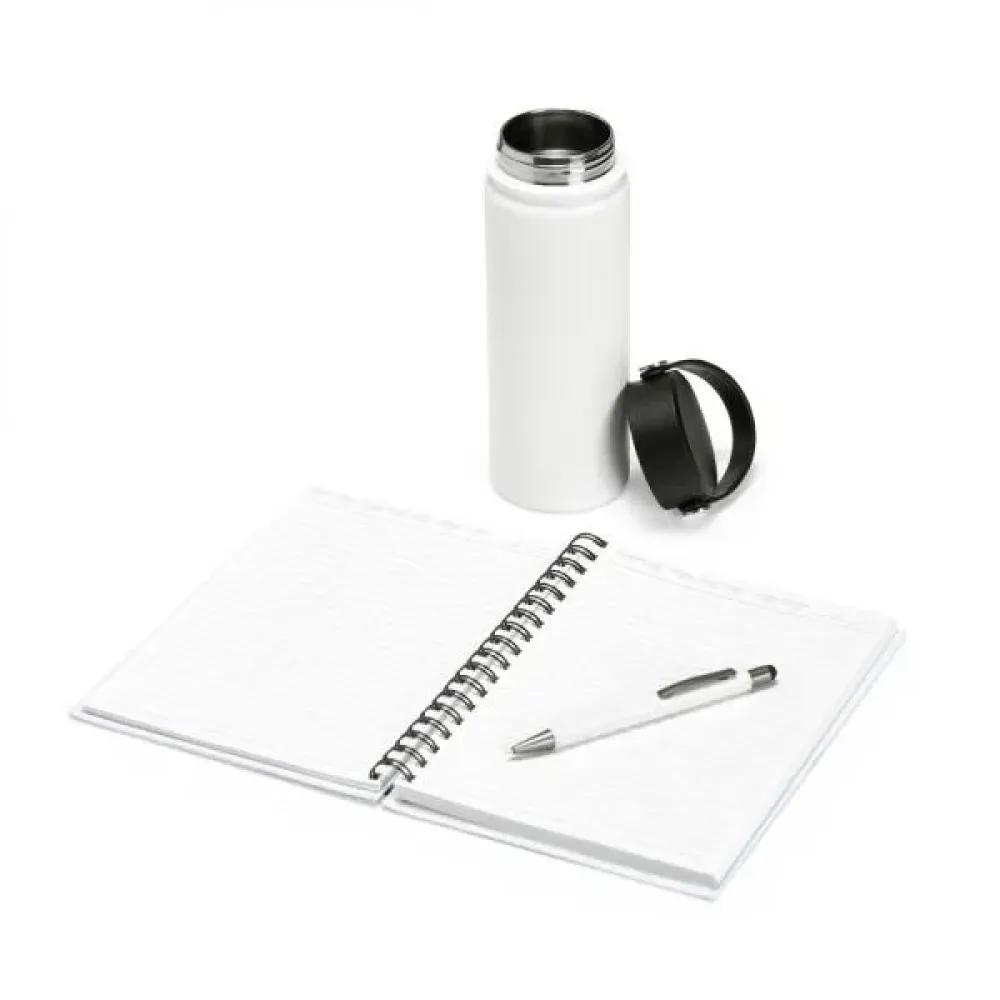 KIT GARRAFA, CADERNO E CANETA - 3 PÇS