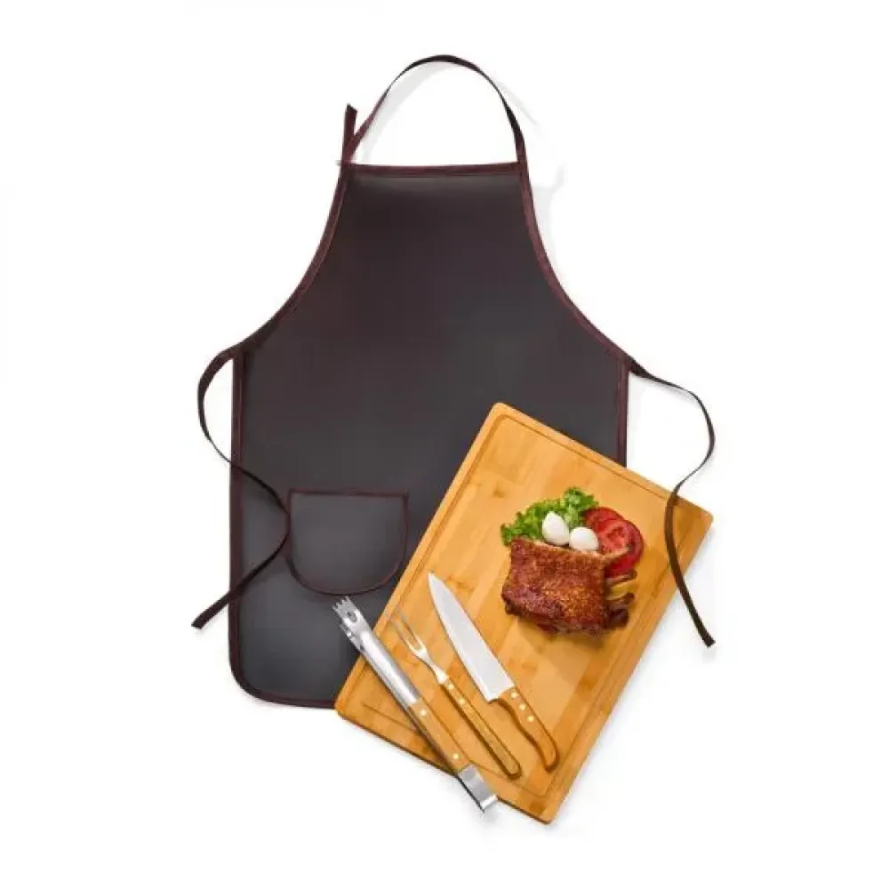 KIT PARA CHURRASCO COM AVENTAL - 5 PÇS