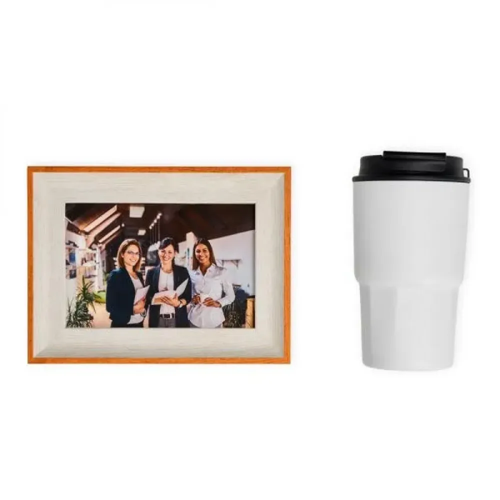 KIT COPO TÉRMICO E PORTA RETRATO - 2 PÇS