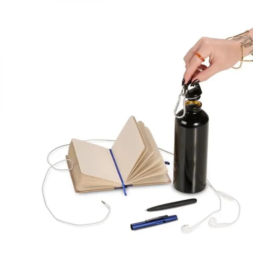 KIT SQUEEZE, FONE, CADERNO E CANETA - AZUL - 4 PÇS