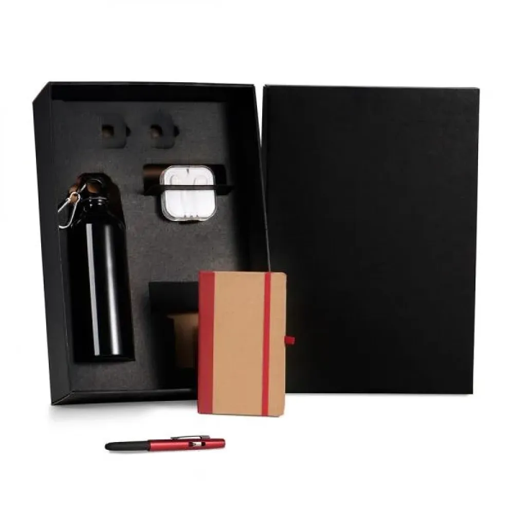 KIT SQUEEZE, FONE, CADERNO E CANETA - VERMELHO - 4 PÇS-KT-90521