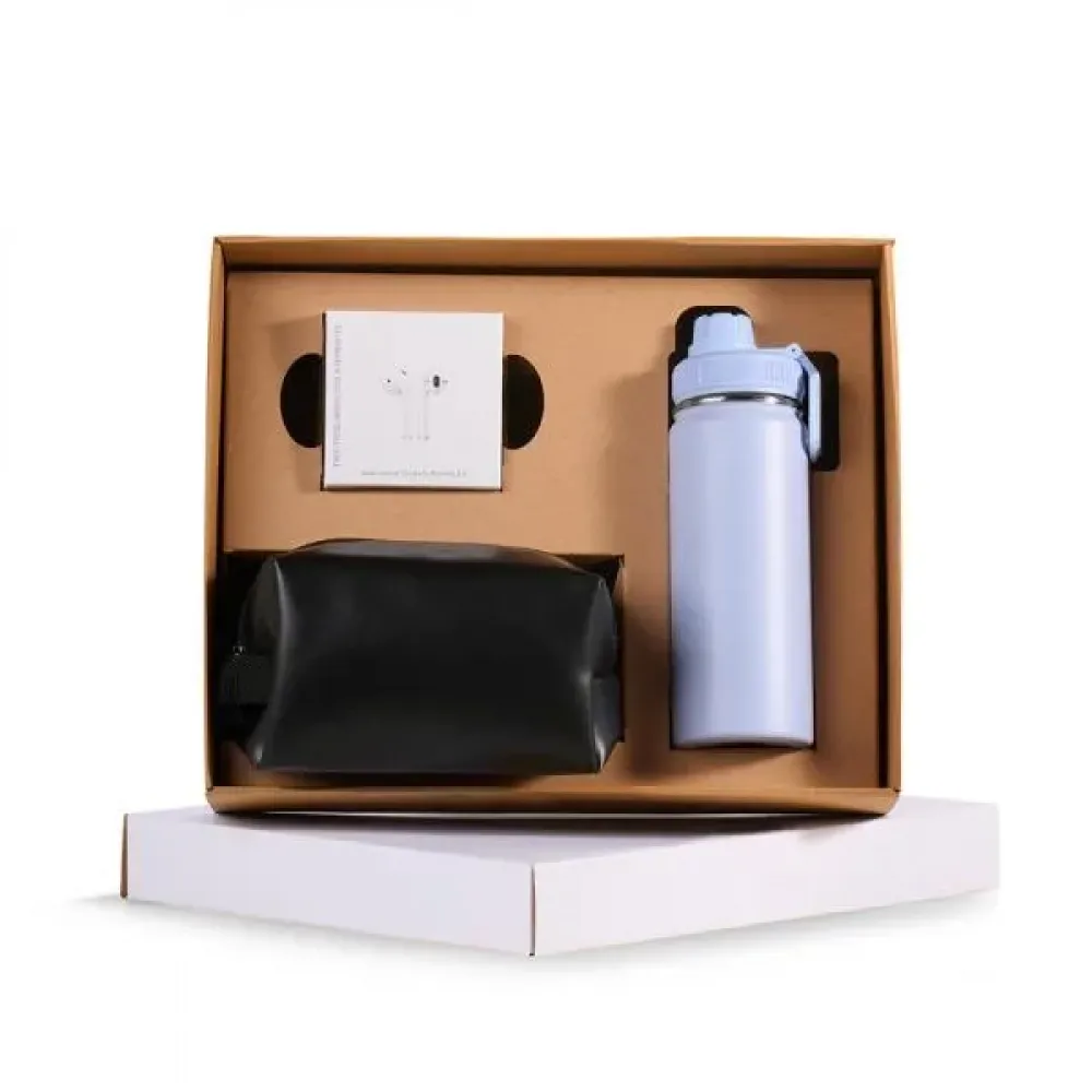 KIT GARRAFA, NECESSAIRE E FONE - 3 PÇS