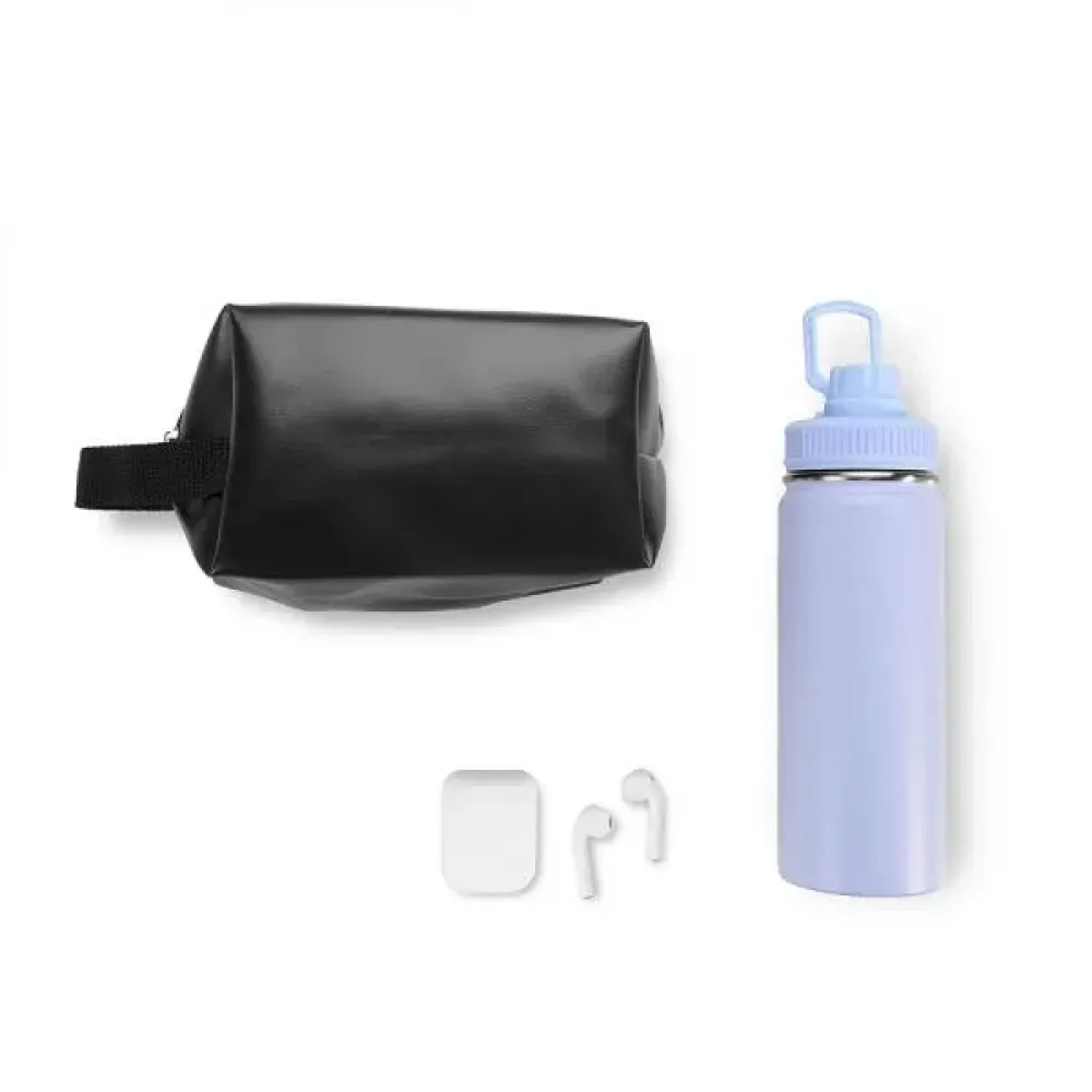 KIT GARRAFA, NECESSAIRE E FONE - 3 PÇS