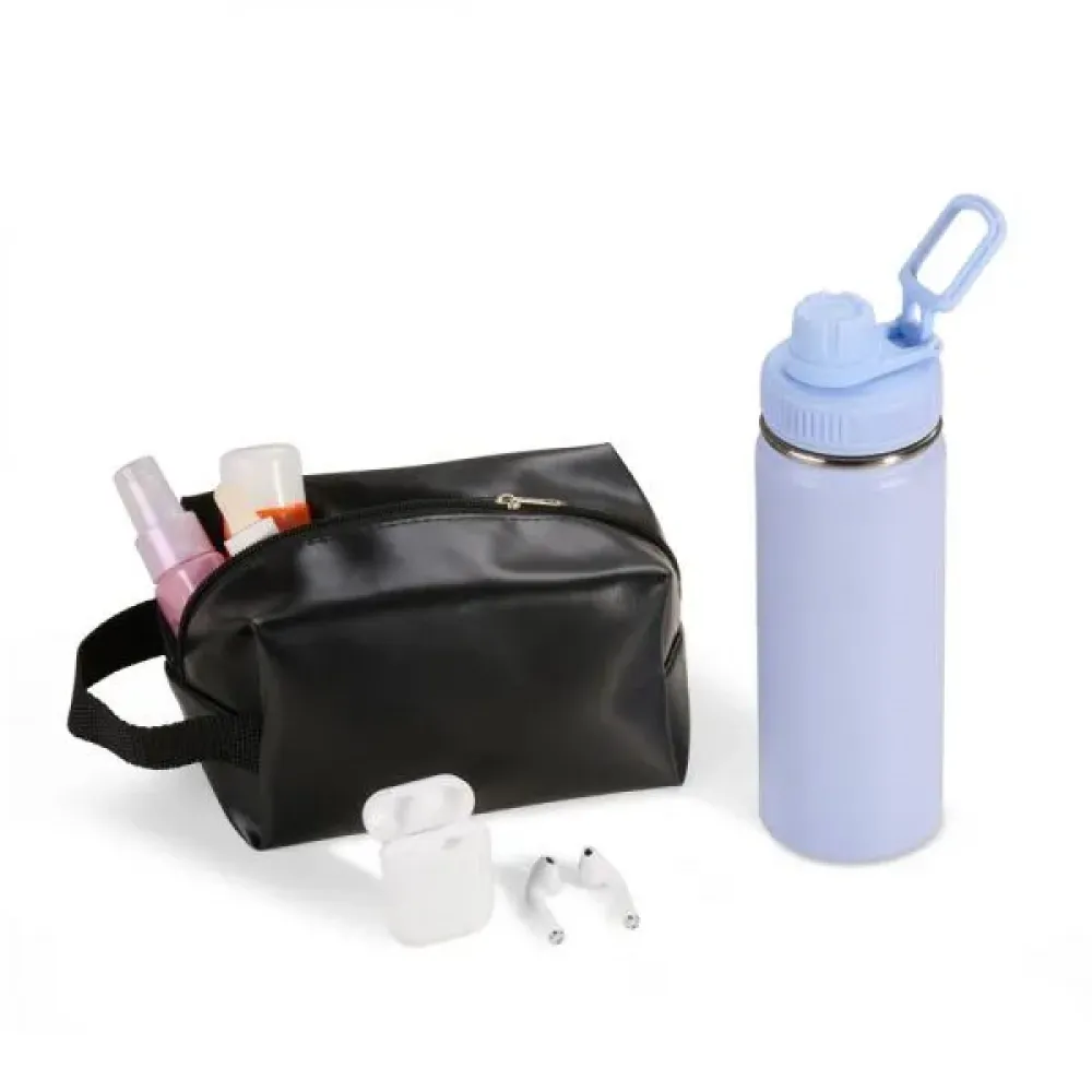 KIT GARRAFA, NECESSAIRE E FONE - 3 PÇS