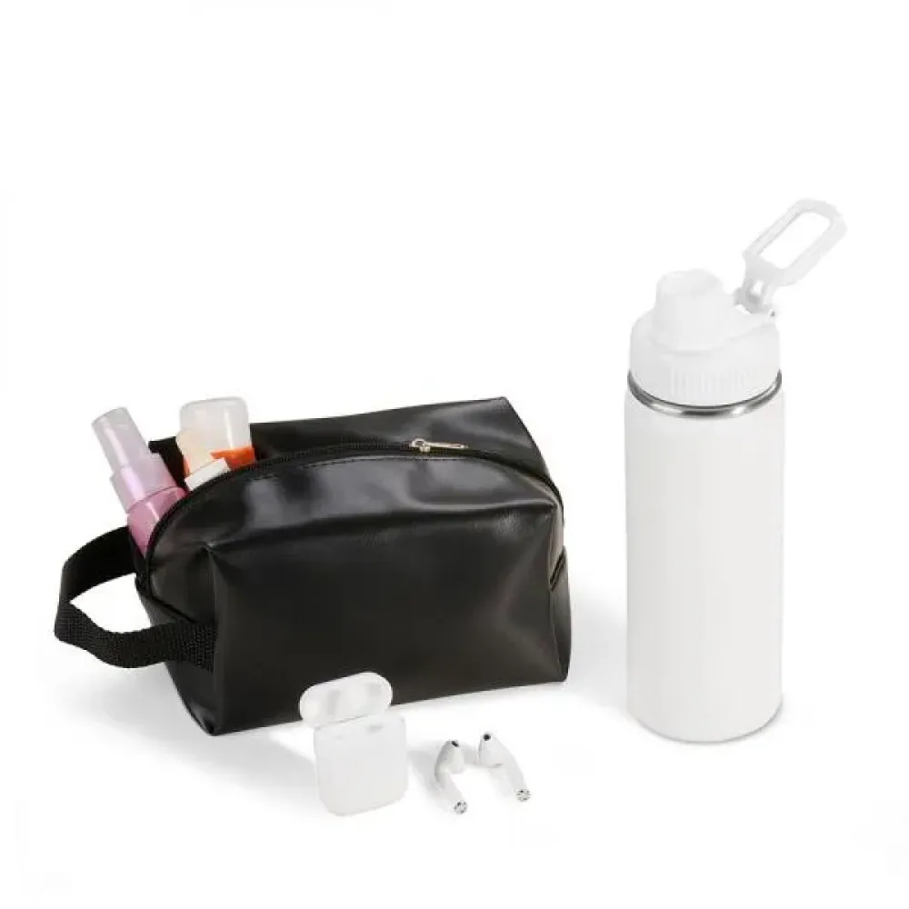 KIT GARRAFA, NECESSAIRE E FONE - 3 PÇS