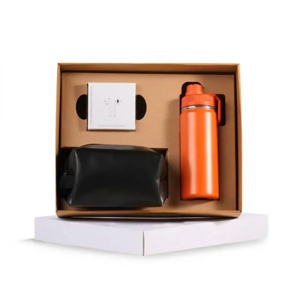 KIT GARRAFA, NECESSAIRE E FONE - 3 PÇS