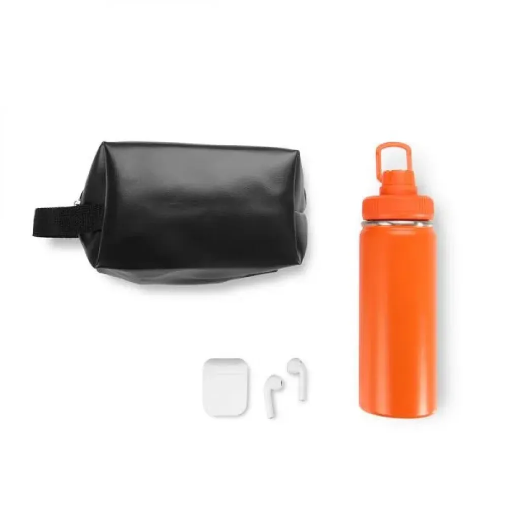 KIT GARRAFA, NECESSAIRE E FONE - 3 PÇS