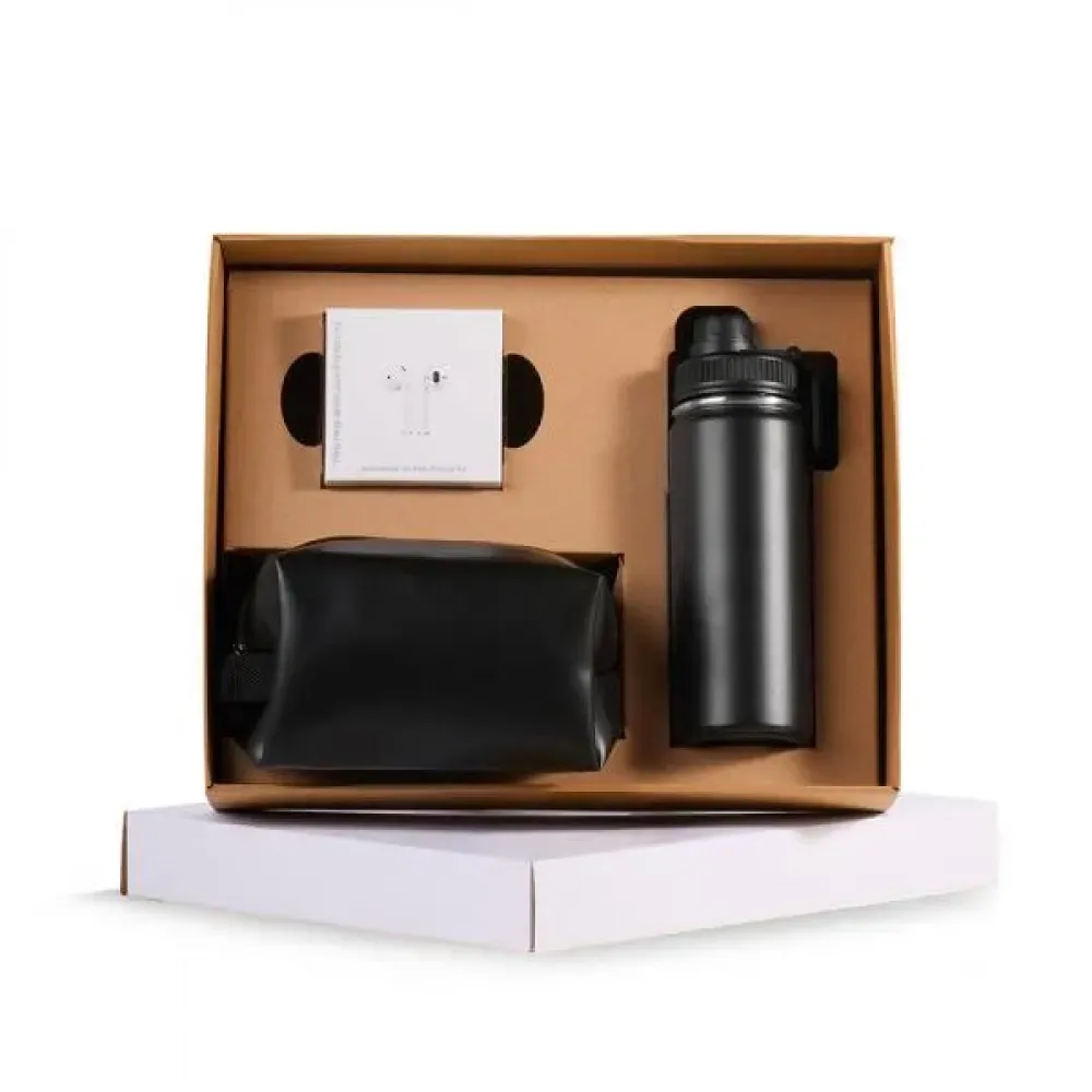 KIT GARRAFA, NECESSAIRE E FONE - 3 PÇS