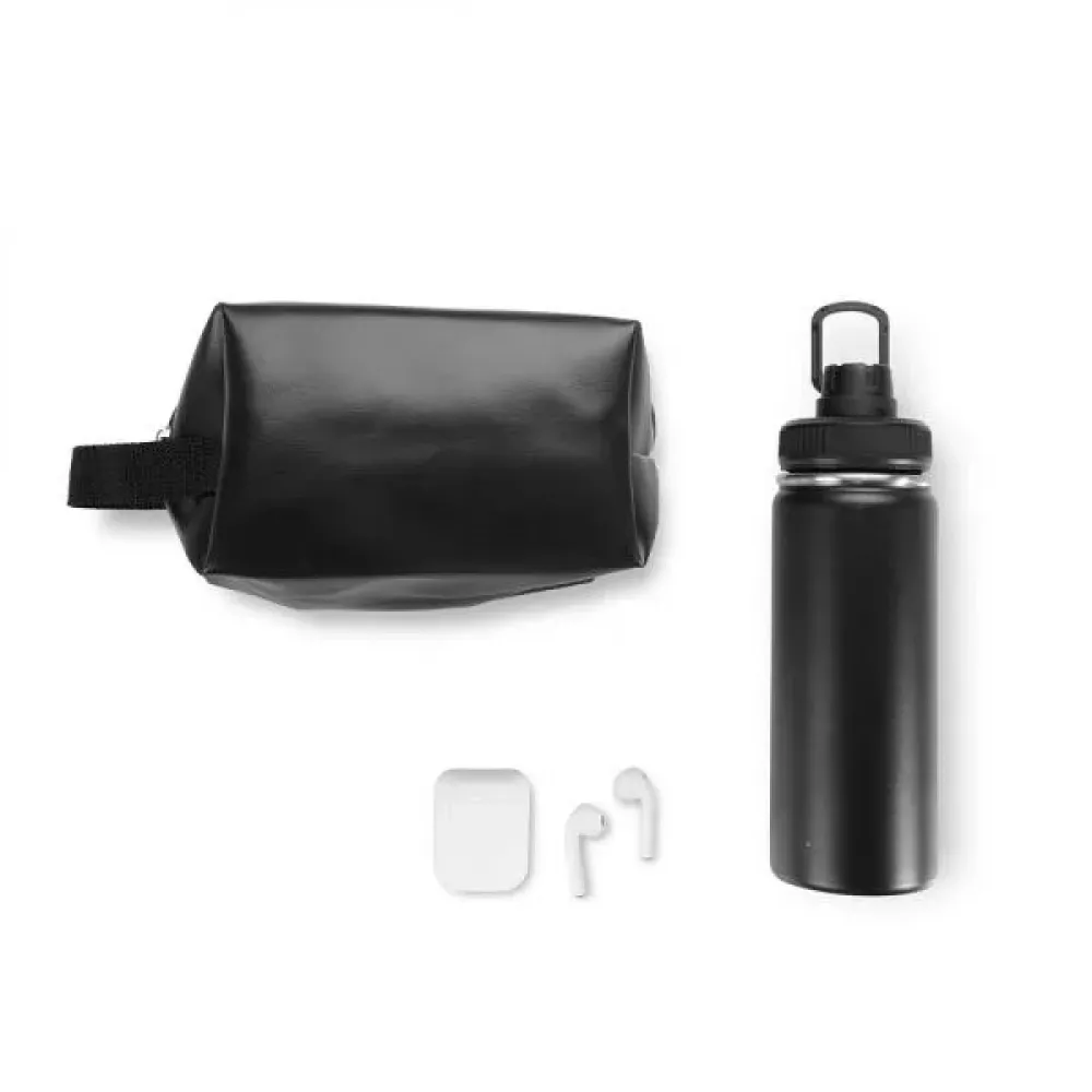 KIT GARRAFA, NECESSAIRE E FONE - 3 PÇS