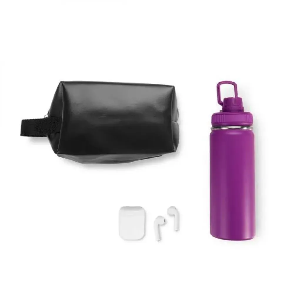 KIT GARRAFA, NECESSAIRE E FONE - 3 PÇS