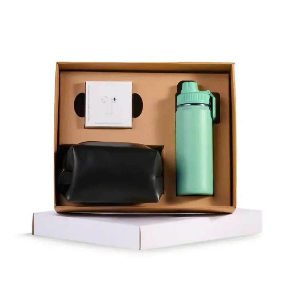 KIT GARRAFA, NECESSAIRE E FONE - 3 PÇS