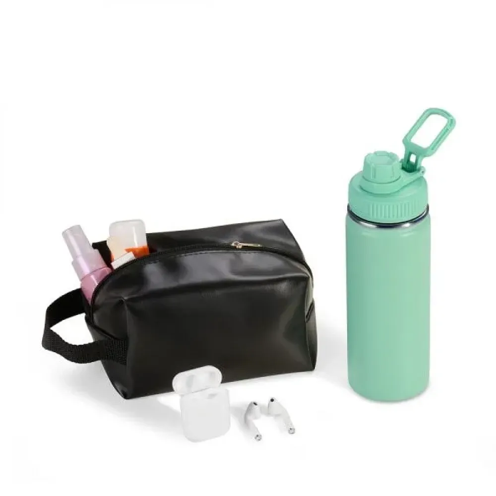 KIT GARRAFA, NECESSAIRE E FONE - 3 PÇS