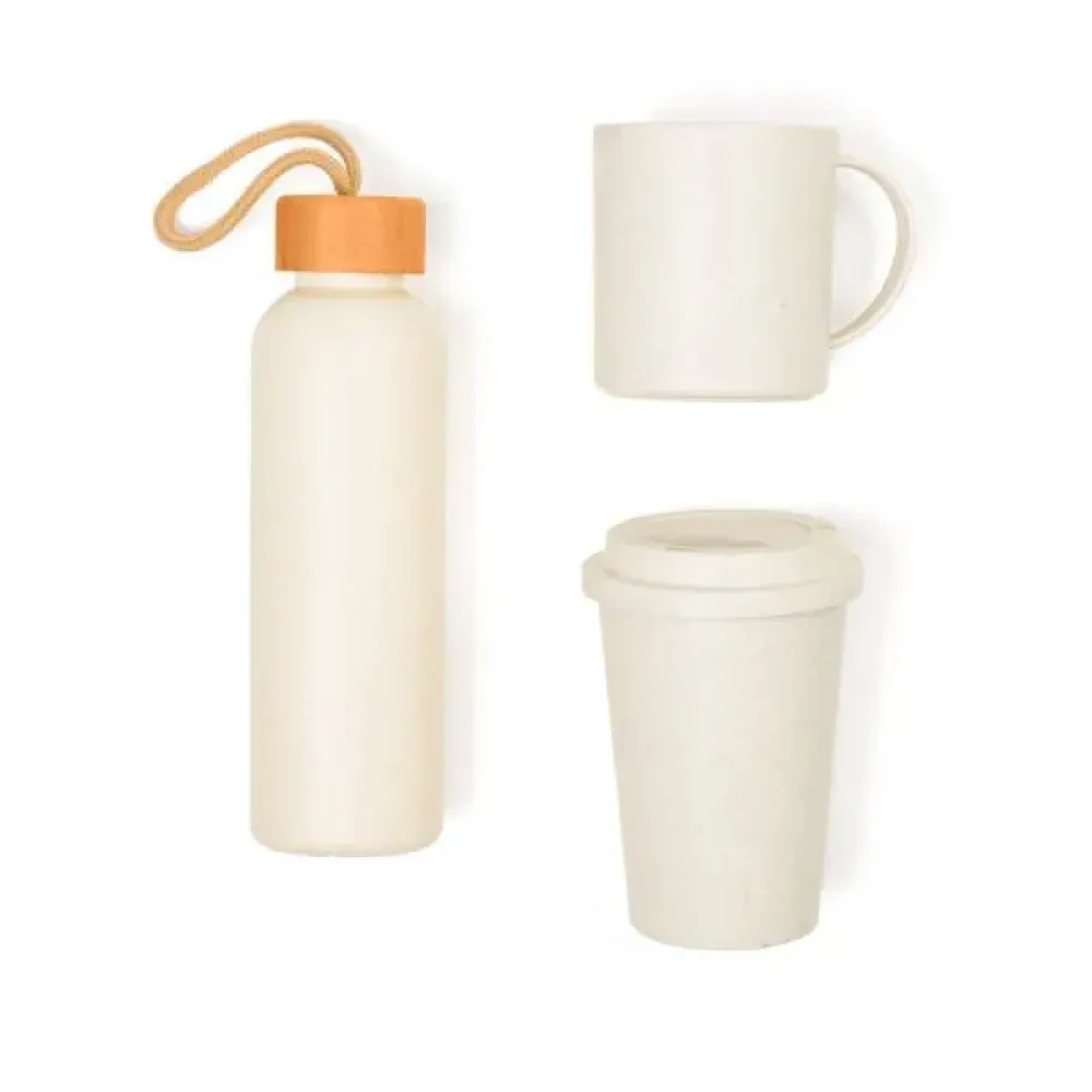 KIT GARRAFA, COPO E CANECA - 3 PÇS